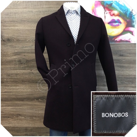 BONOBOS Mens Overcoat Long Coat Jacket Wool Size 40R Casual Blazer Suit